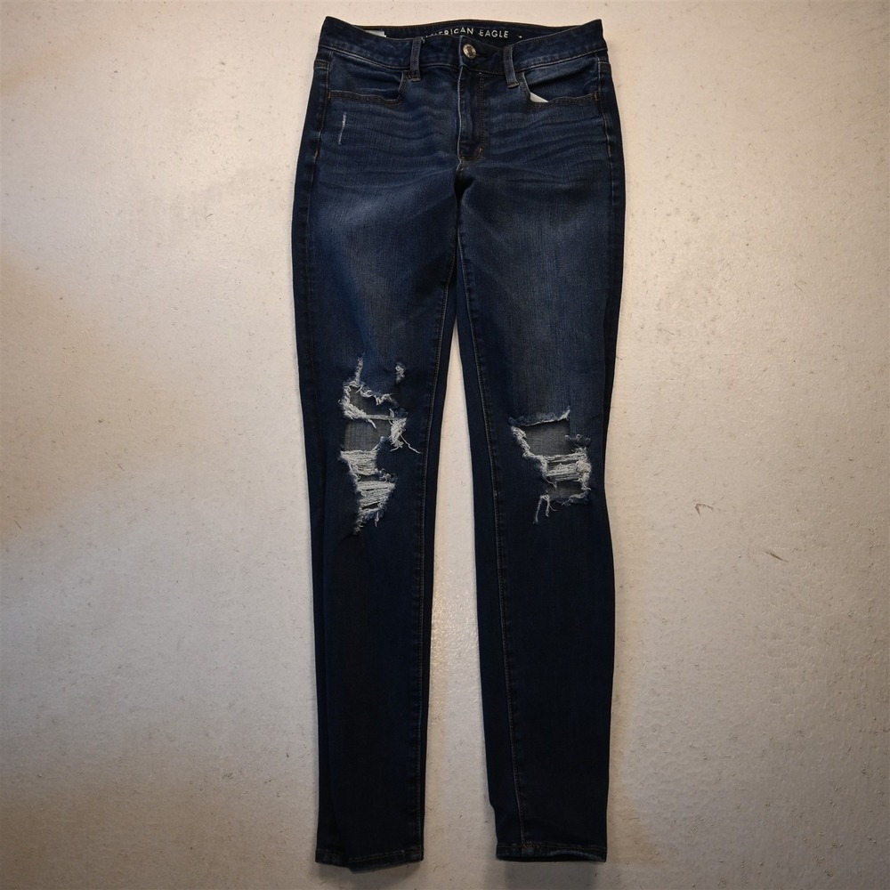 American Eagle Outfitters 6 Tall Hi-Rise Jegging Dark Stretch Denim Womens Jeans